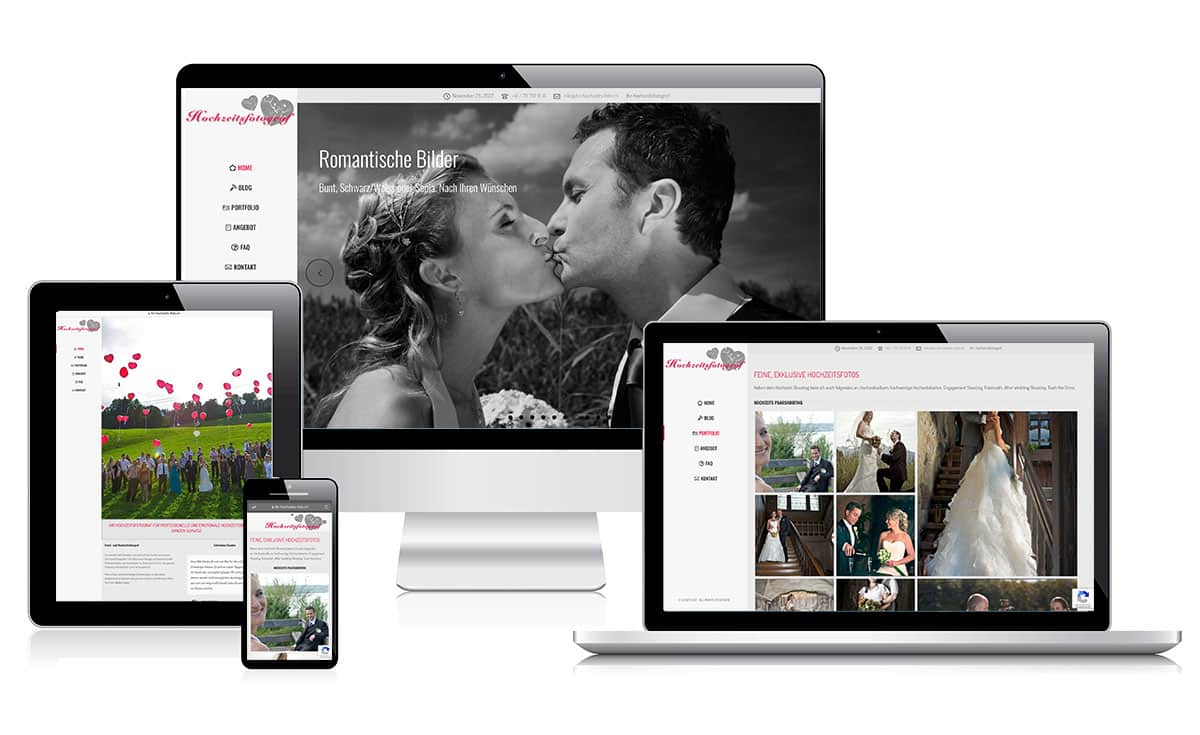 Hochzeitsfotograf Responsive Design Screendesign